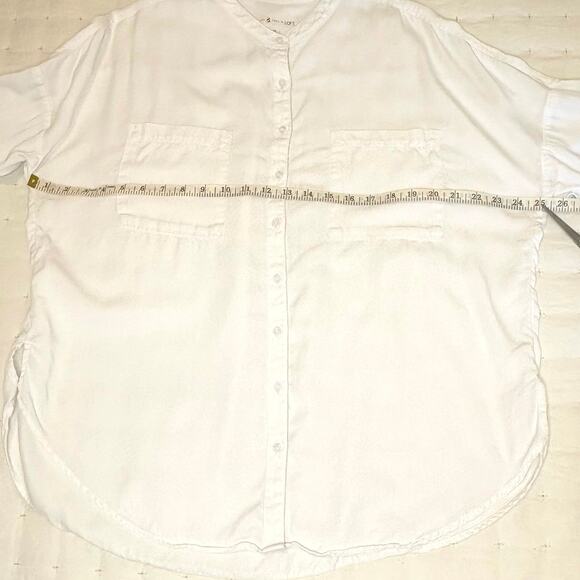Lou Grey for LOFT Chambray Long Sleeve Button Up Shirt Women's M | White | EUC - Picture 10 of 12